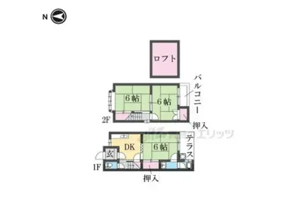 東海道本線 向日町駅 徒歩42分 2階建 築40年(3DK)の間取り写真