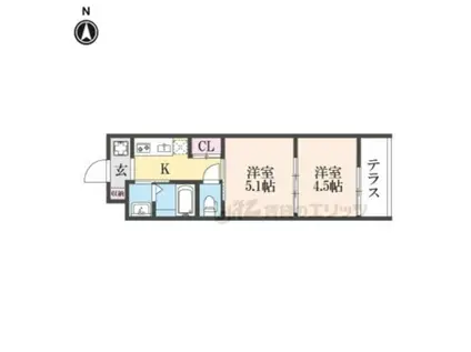 アドバンス京都リエート(2K/1階)の間取り写真