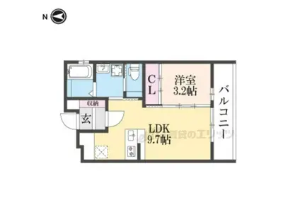 アドバンス京都リエート(1LDK/3階)の間取り写真