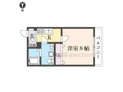 プランドール寺之内(1K/2階)の間取り写真