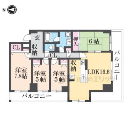 メゾンドール瀬田公園都市1番館(4LDK/5階)の間取り写真