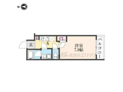 ヴィラ白川(1K/2階)の間取り写真