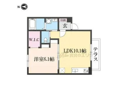 クレスト大戌亥 3号館(1LDK/1階)の間取り写真