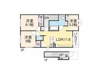 ソレイユいぬい(3LDK/2階)の間取り写真