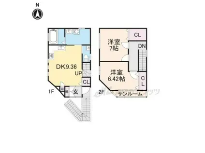 東海道本線 西大路駅 徒歩20分 3階建 築40年(2DK)の間取り写真