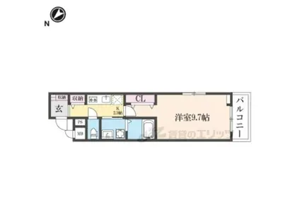 オーサム ヴィレッジ 京都桂(1K/2階)の間取り写真