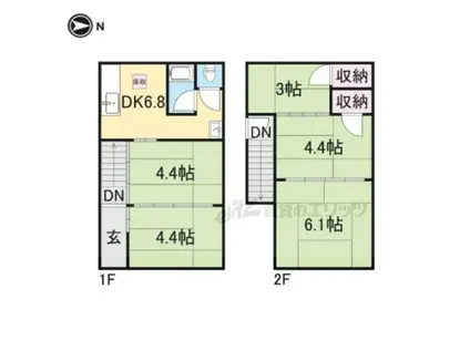 京阪電気鉄道京阪線 香里園駅 徒歩12分 2階建 築63年(5DK)の間取り写真