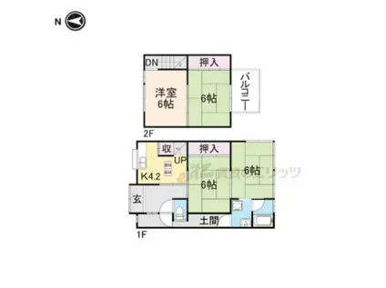 阪急電鉄京都線 東向日駅 徒歩17分 2階建 築60年(4K)の間取り写真