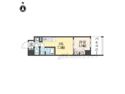 プロヴィスタ京都西院(1DK/4階)の間取り写真