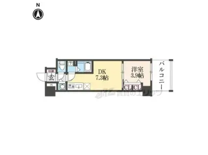 プロヴィスタ京都西院(1K/8階)の間取り写真