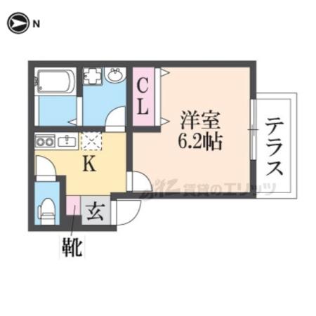 MID ウエスト1(1K/3階)の間取り写真