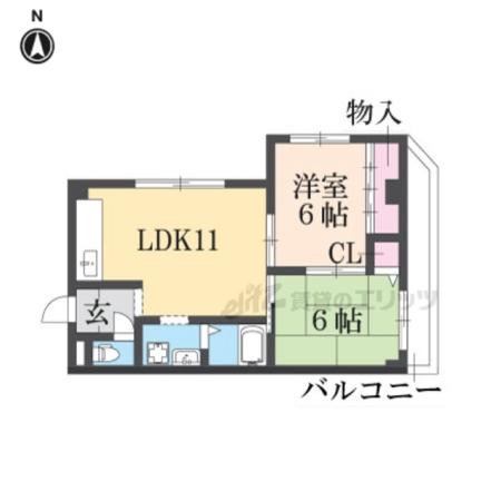 ベルビュ離宮(2LDK/6階)の間取り写真