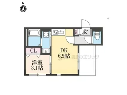 バルダ花園(1LDK/3階)の間取り写真