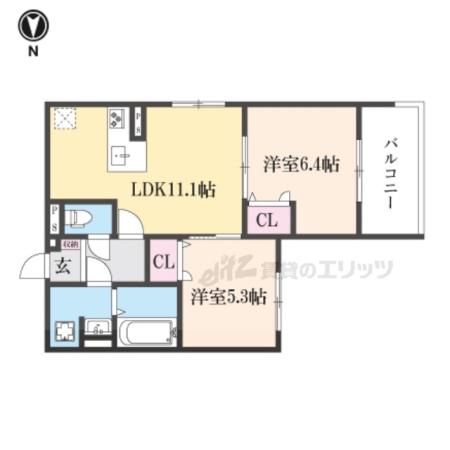 D-ROOM伏見駅前(2LDK/3階)の間取り写真