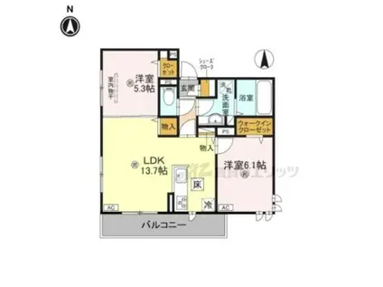 GRAMM東小野堀町イースト(2LDK/1階)の間取り写真