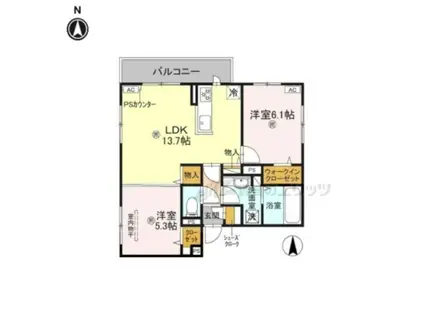 GRAMM東小野堀町ウエスト(2LDK/3階)の間取り写真