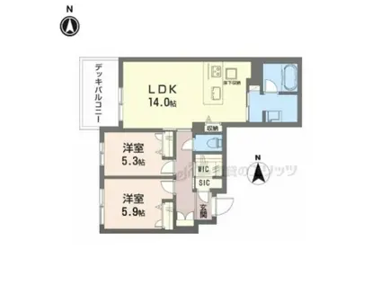 グランシャーメゾン新大宮(2LDK/1階)の間取り写真