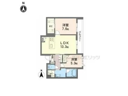 グランシャーメゾン新大宮(2LDK/2階)の間取り写真