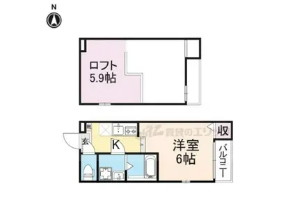 ハーモニーテラスNT(1K/2階)の間取り写真