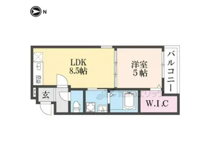 フジパレス花園中央公園南番館(1LDK/3階)の間取り写真