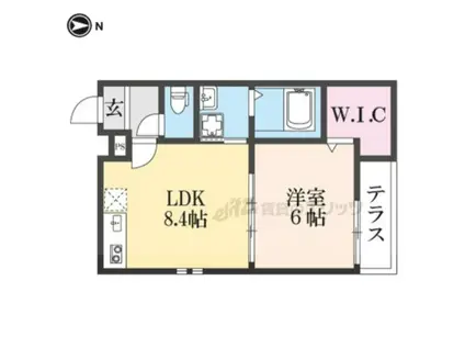 フジパレス花園中央公園南番館(1LDK/1階)の間取り写真