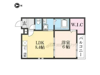 フジパレス花園中央公園南番館(1LDK/2階)の間取り写真