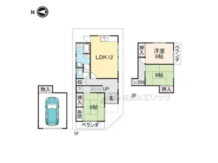 近鉄京都線 近鉄丹波橋駅 徒歩2分 2階建 築47年(3LDK)の間取り写真