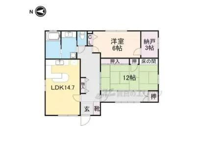 近鉄生駒線 平群駅 徒歩13分 1階建 築42年(2LDK)の間取り写真