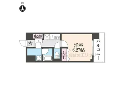 阪急電鉄京都線 西京極駅 徒歩18分 7階建 新築(1K/6階)の間取り写真