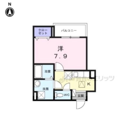 ヒカルサ京都北山栗栖(1K/1階)の間取り写真