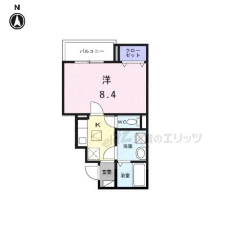 ヒカルサ京都北山栗栖(1K/1階)の間取り写真