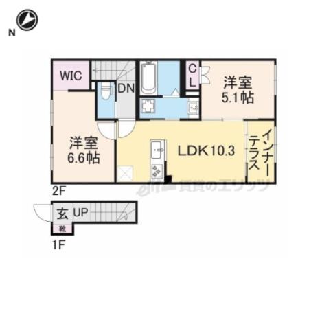 ローザ フェリーチェ(2LDK/2階)の間取り写真
