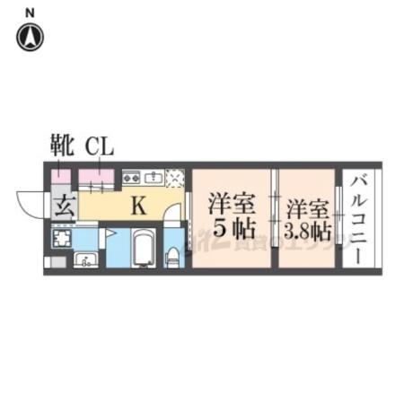 レシオス京都西院(2K/4階)の間取り写真