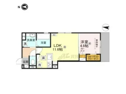 エスポワメゾン烏丸北大路(1LDK/1階)の間取り写真