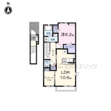 カーサセレノ(1LDK/2階)の間取り写真