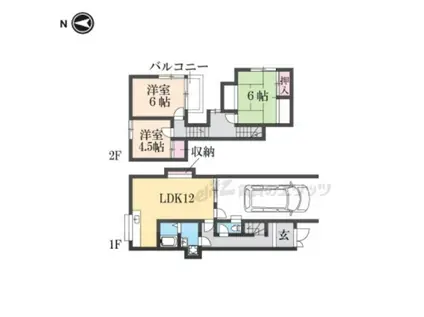 桜井線 柳本駅 徒歩7分 2階建 築41年(3LDK)の間取り写真