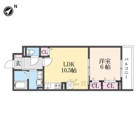 ヒカルサ尼崎神崎町(1LDK/2階)の間取り写真