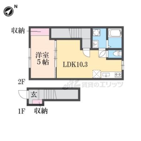 メゾンドアンジュ B棟(1LDK/2階)の間取り写真