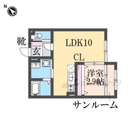 近江鉄道本線 桜川駅(滋賀) 徒歩4分 2階建 築1年(1LDK/2階)の間取り写真