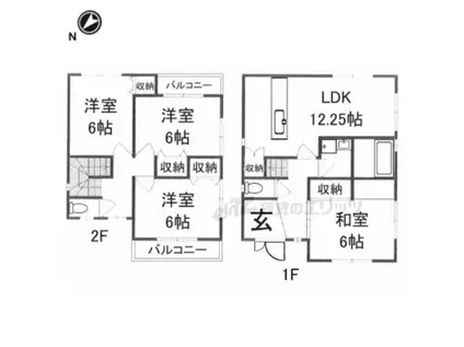 近鉄大阪線 築山駅 徒歩19分 2階建 築25年(4LDK)の間取り写真