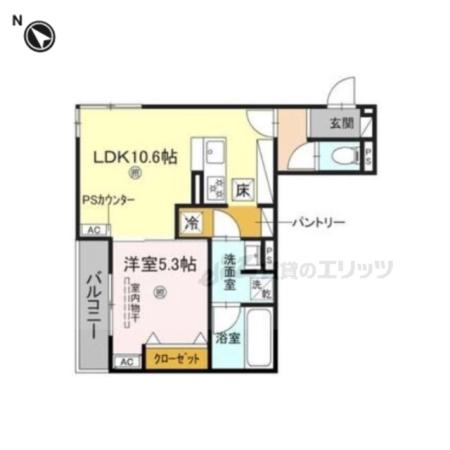 CHAINON(1LDK/1階)の間取り写真