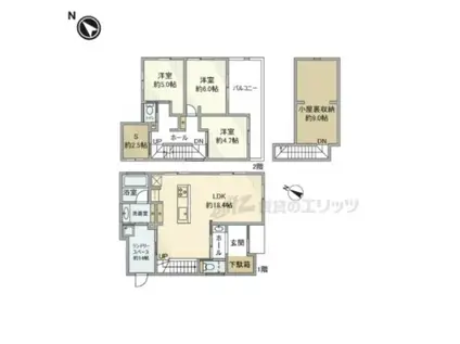 近鉄難波・奈良線 生駒駅 徒歩7分 2階建 築5年(3LDK)の間取り写真