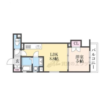クリエオーレ牧野本町(1LDK/1階)の間取り写真