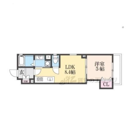 クリエオーレ牧野本町(1LDK/2階)の間取り写真