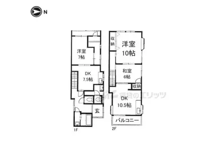 近鉄南大阪線 高田市駅 徒歩7分 2階建 築66年(4LDK)の間取り写真