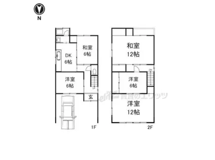 近鉄大阪線 大和高田駅 徒歩11分 2階建 築46年(5DK)の間取り写真