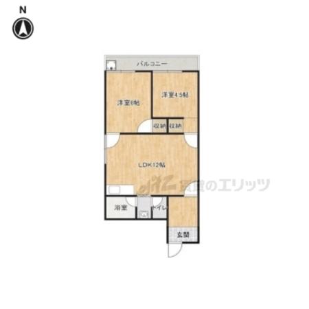 西ノ京ハイツ(2LDK/1階)の間取り写真