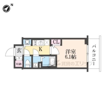 ベラジオレガシー葛野大路八条(1K/11階)の間取り写真