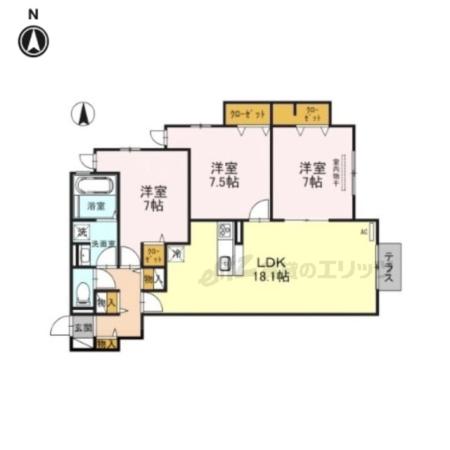 D-ROOM塚口本町(3LDK/2階)の間取り写真