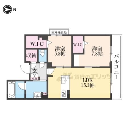 グランドール伏見桃山(2LDK/4階)の間取り写真